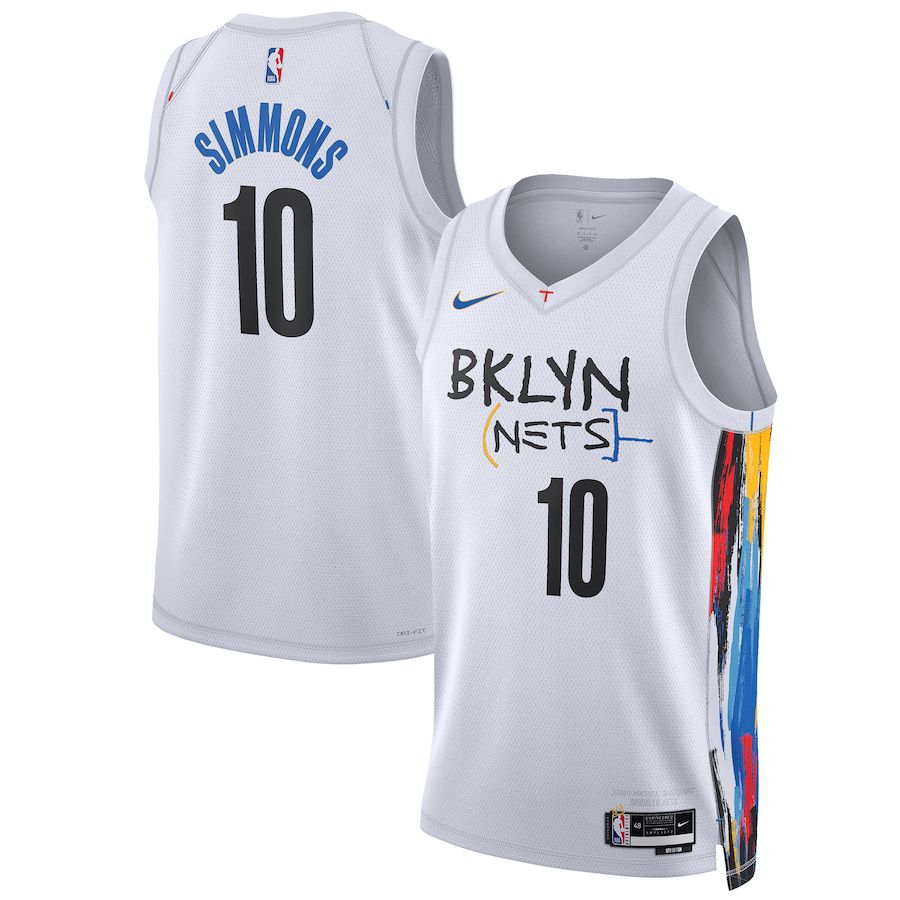 Men Brooklyn Nets 10 Ben Simmons Nike White City Edition 2022-23 Swingman NBA Jersey